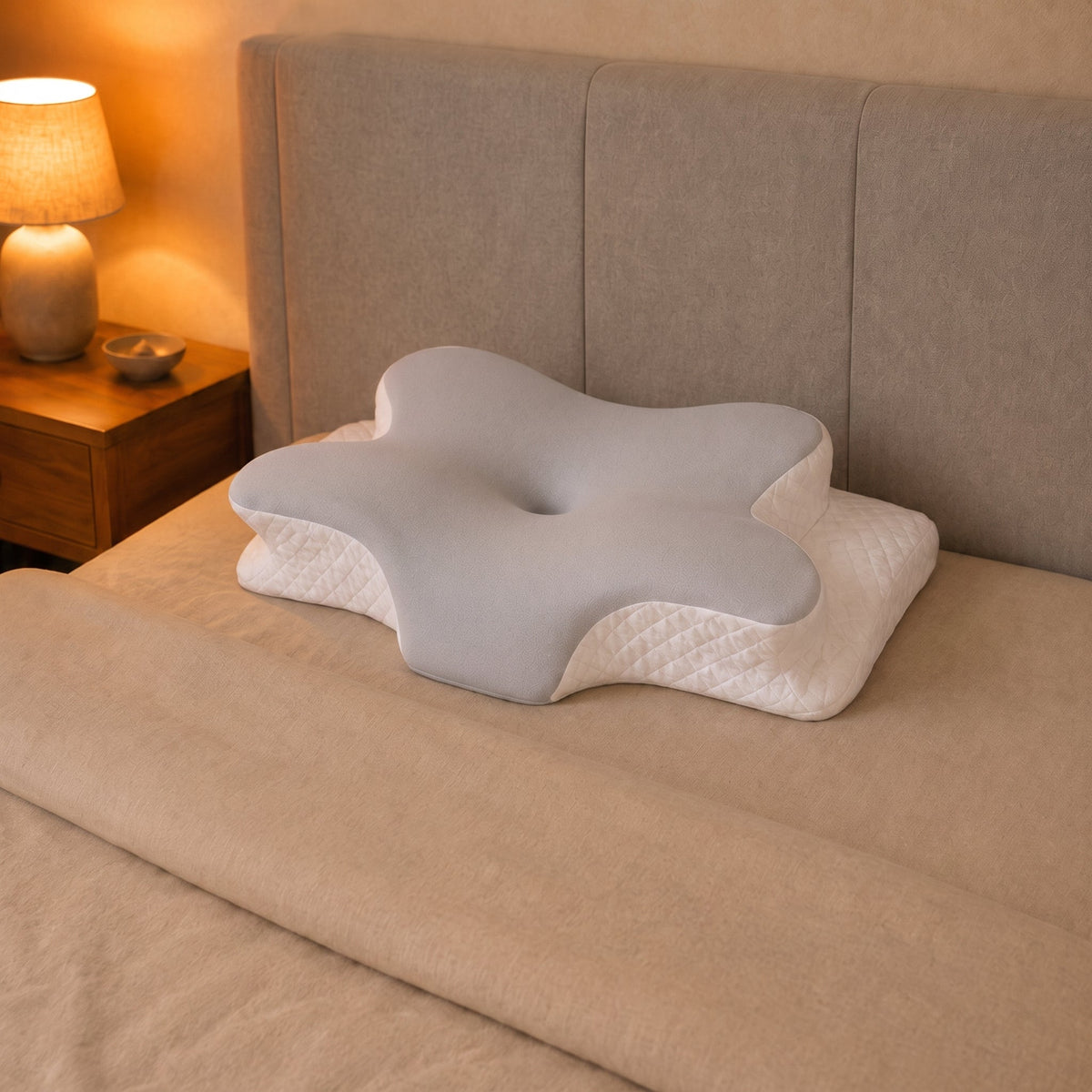 Coussin cervical Denua — coloris gris clair