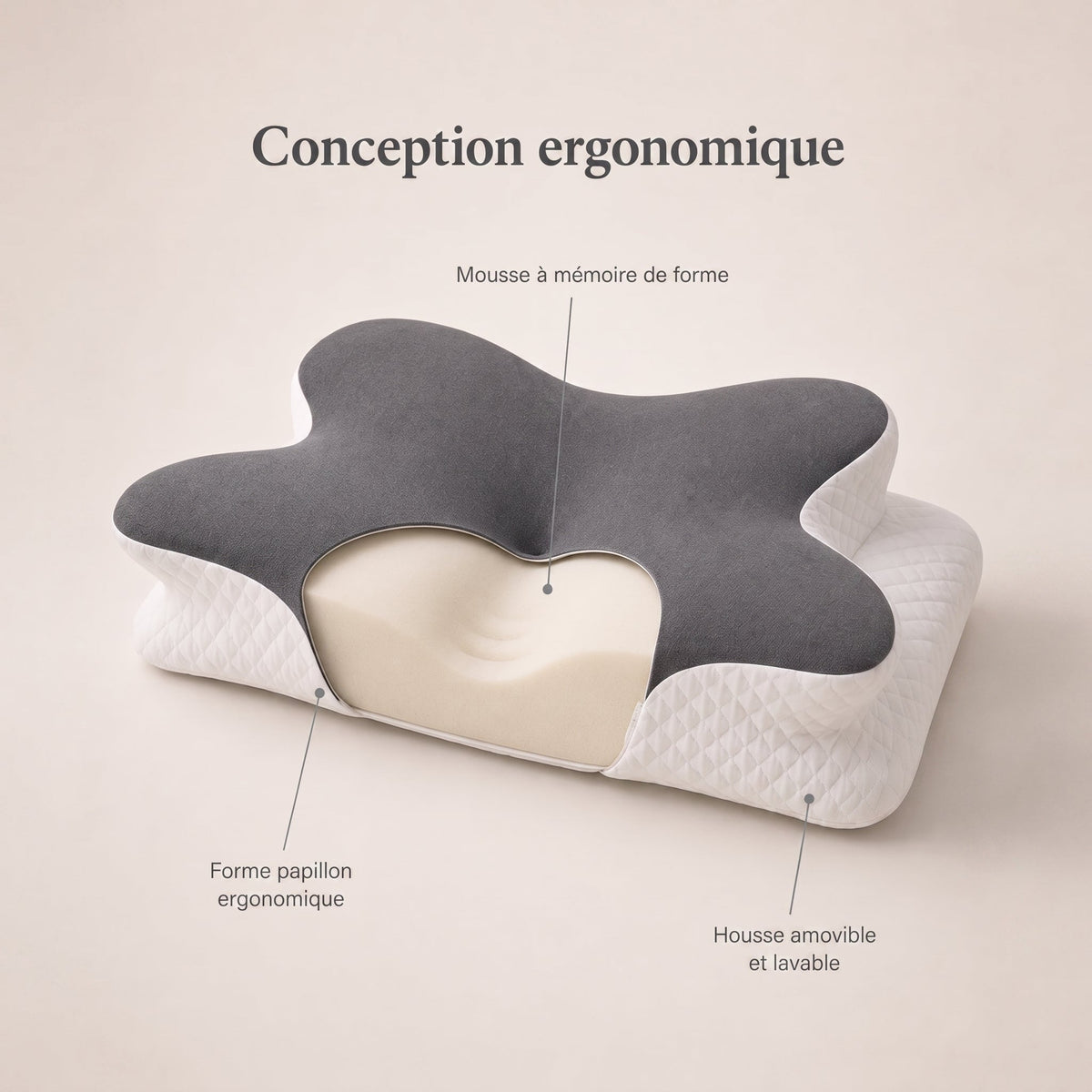 Coussin cervical Denua — conception ergonomique